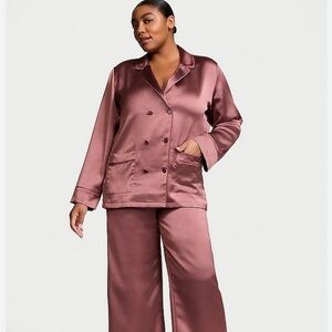 nwt Victoria's Secret Satin Double Breasted Lounge Jacket Size M Dusty Pink